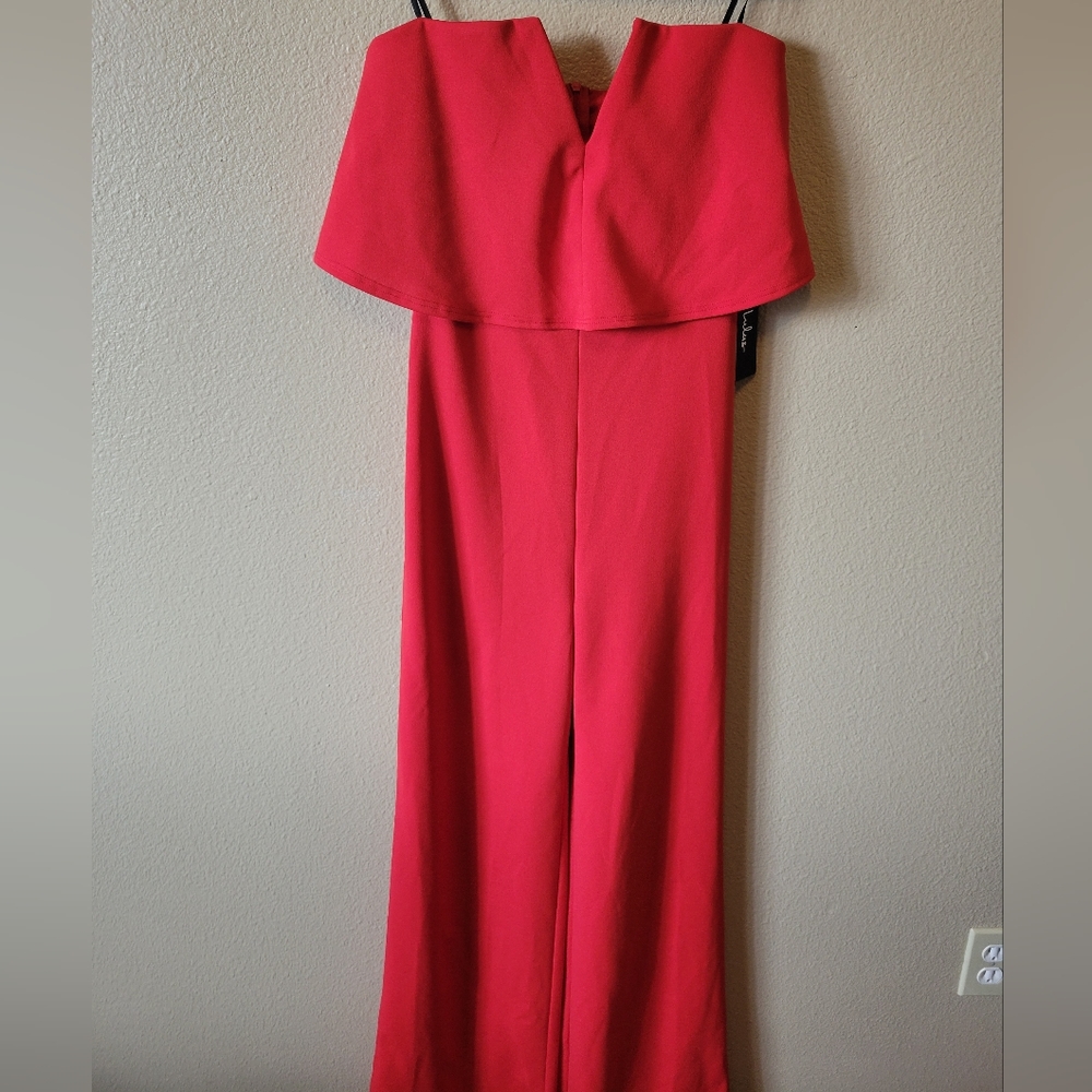 Lulu's Power of Love Red Strapless Jumpsuit Party,Small